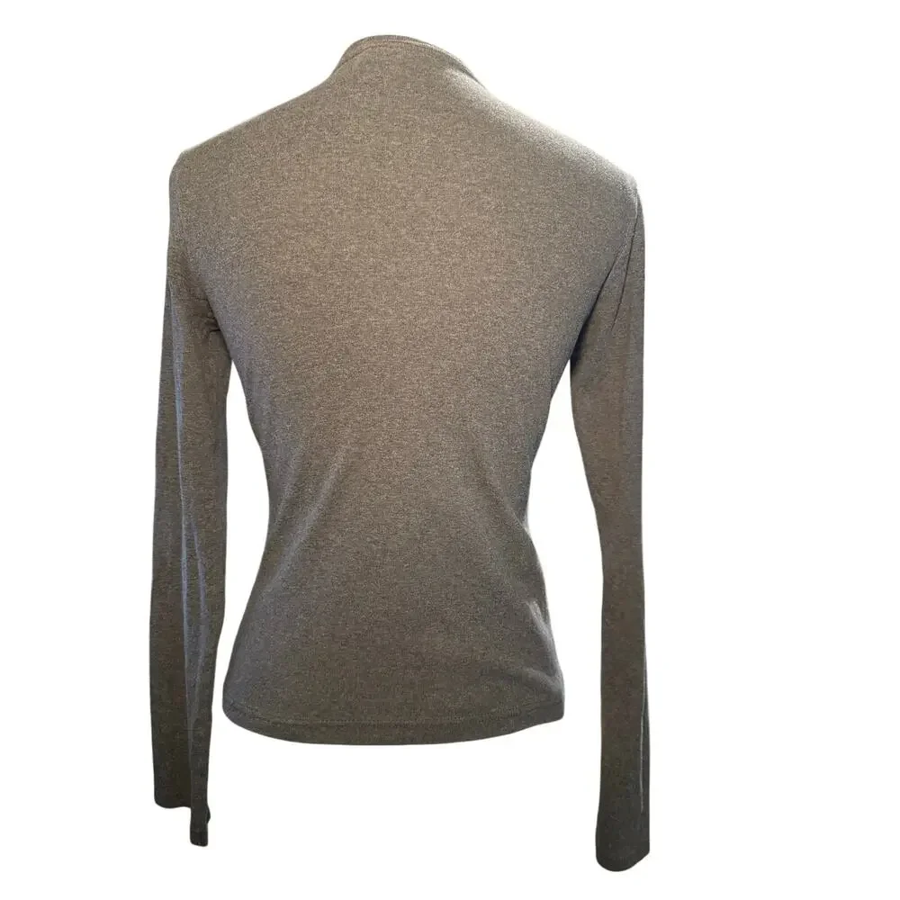Nike Gym Goddess Long Sleeve Tee, Gray Graphic Top, Workout Activewear, Small